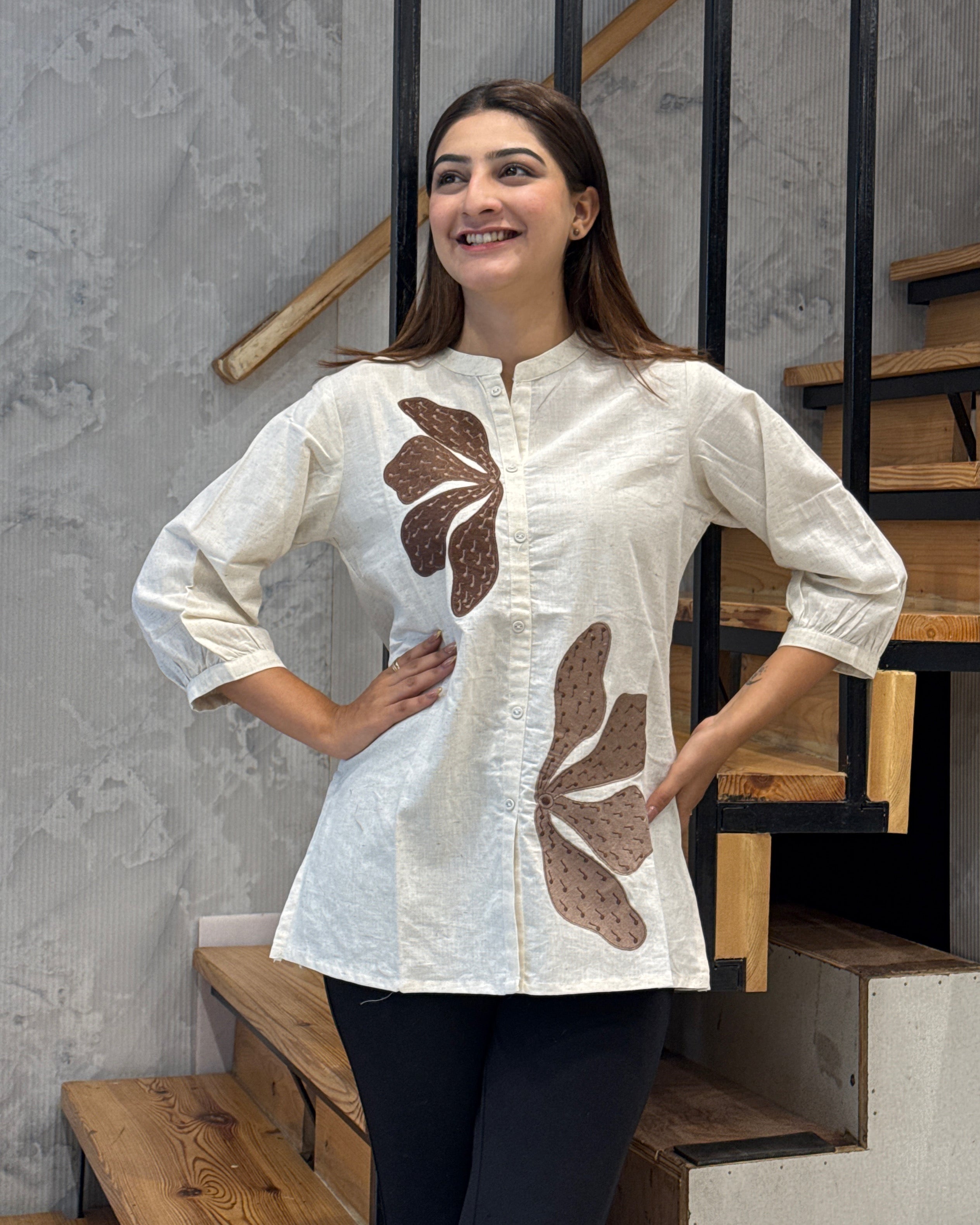 Designer Floral Appliqué Tunic