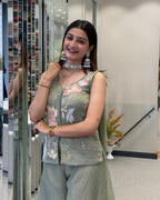 Floral Handwork Palazzo Co-Ord Set with Dupatta