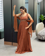 Elegant Handwork Flowy Gown Set with Dupatta
