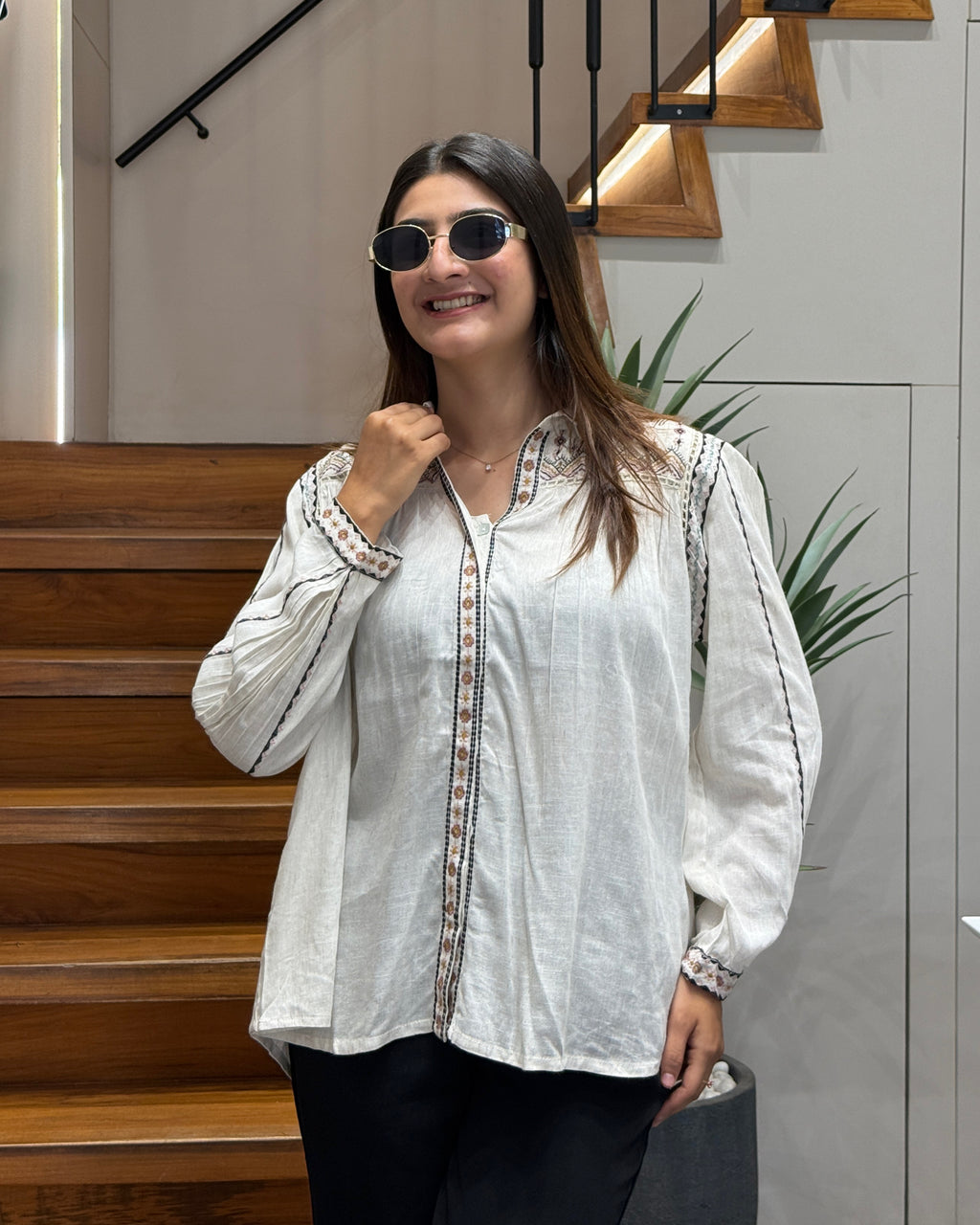 Ivory Grace Embroidered Tunic