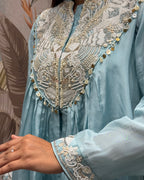 Sky Blue Handworked Peplum Palazzo Set with Dupatta