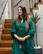 🌸 Emerald Bloom Cotton Embroidered Suit Set 🌸