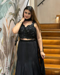 Designer Black Indo-Western Lehenga Set with Handworked Blouse