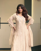 Elegant Full-Length Handworked Kurti Set with Dupatta