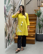 Floral Embroidered Cotton Kurti Tunic