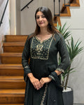 Midnight Elegance Handwork Kurta Set with Dupatta & Palazzo