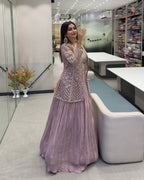 Lavender Designer Handworked Koti Style Lehenga Set with Inner