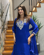 Royal Blue Handwork Palazzo Set with Dupatta