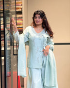 Elegant Handworked Indo Western Palazzo Set with Dupatta