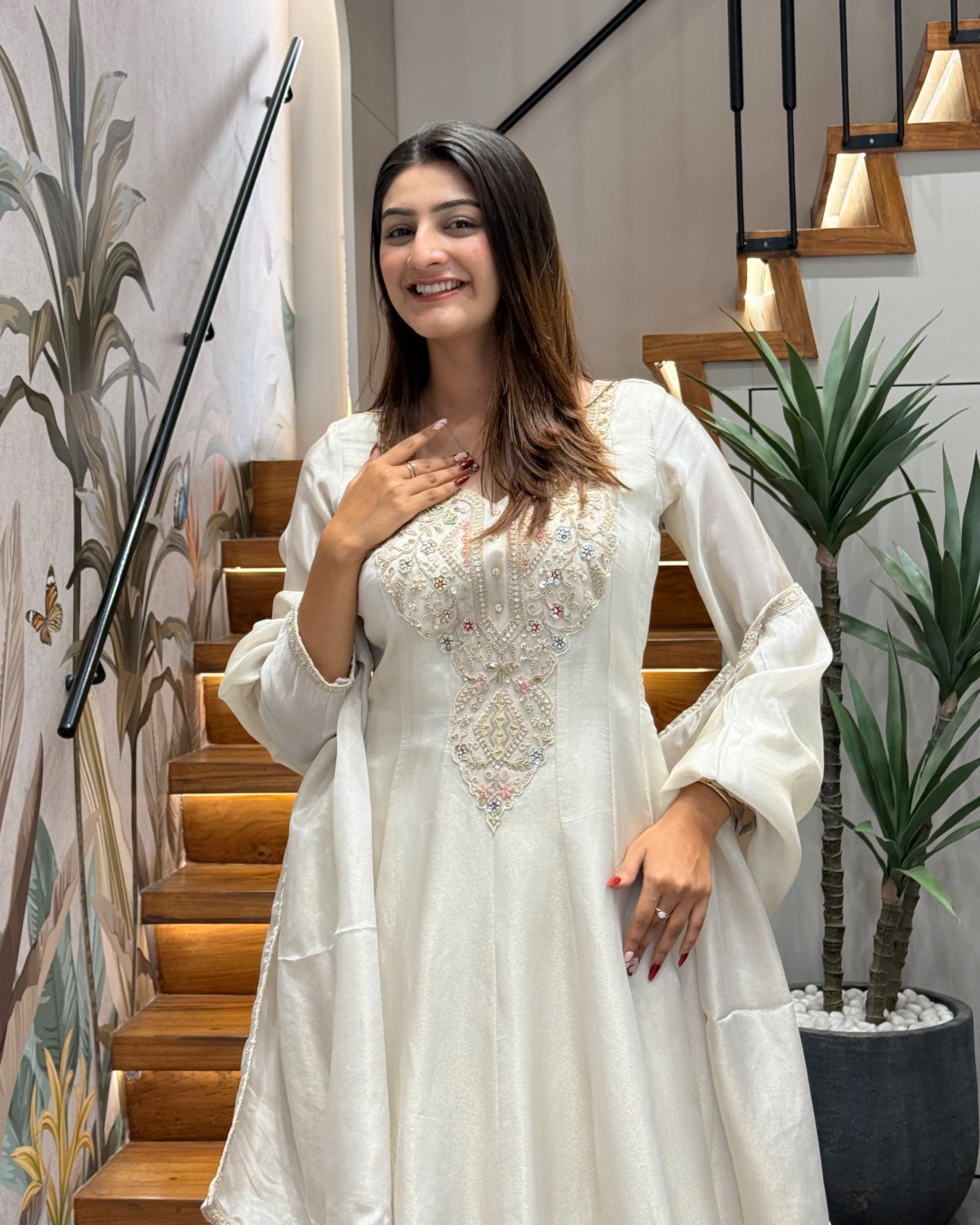 Premium Handworked Silk Kurti Palazzo Set with Dupatta