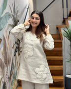 Elegant Cotton Floral Appliqué Co-Ord Set