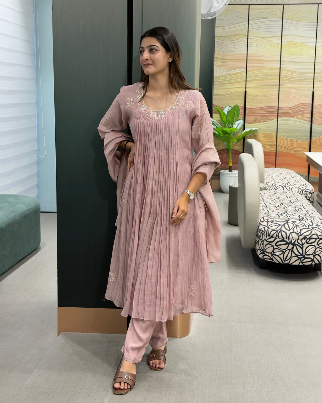 Pure Mal Handwork Pleated Suit Set