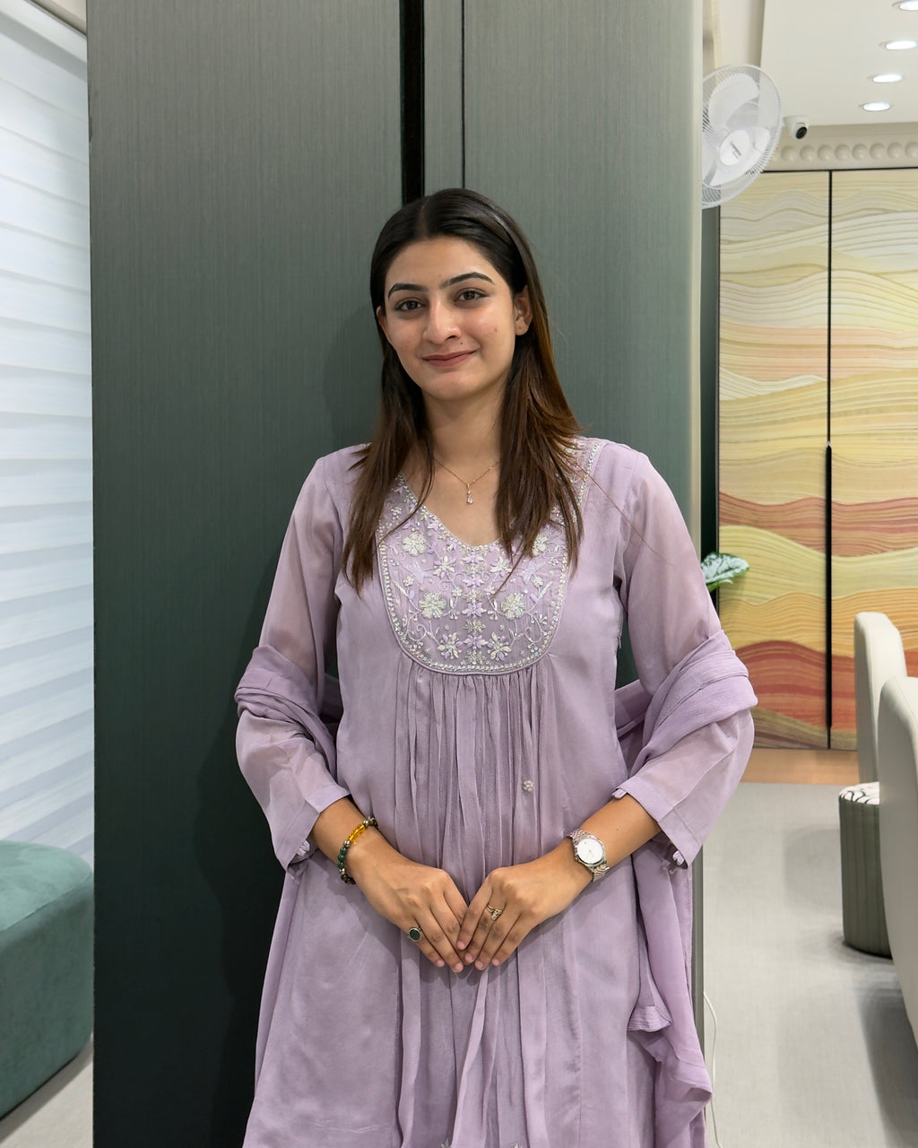 Elegant Handwork Chinon Kurta Plazo Set with Dupatta