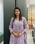 Elegant Handwork Chinon Kurta Plazo Set with Dupatta