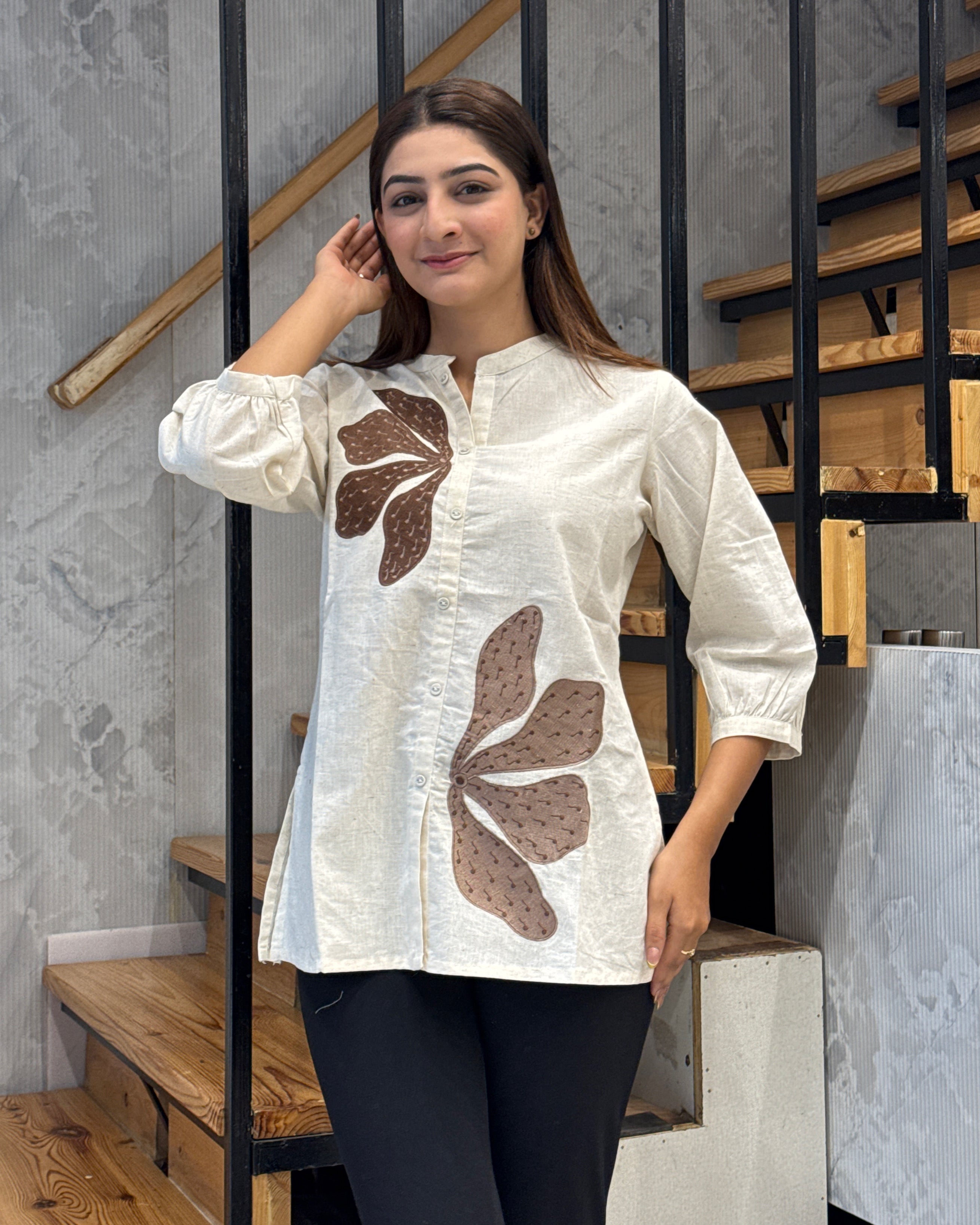 Designer Floral Appliqué Tunic