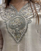Elegant Handworked Tissue Silk Kurta Palazzo Set with Designer Dupatta