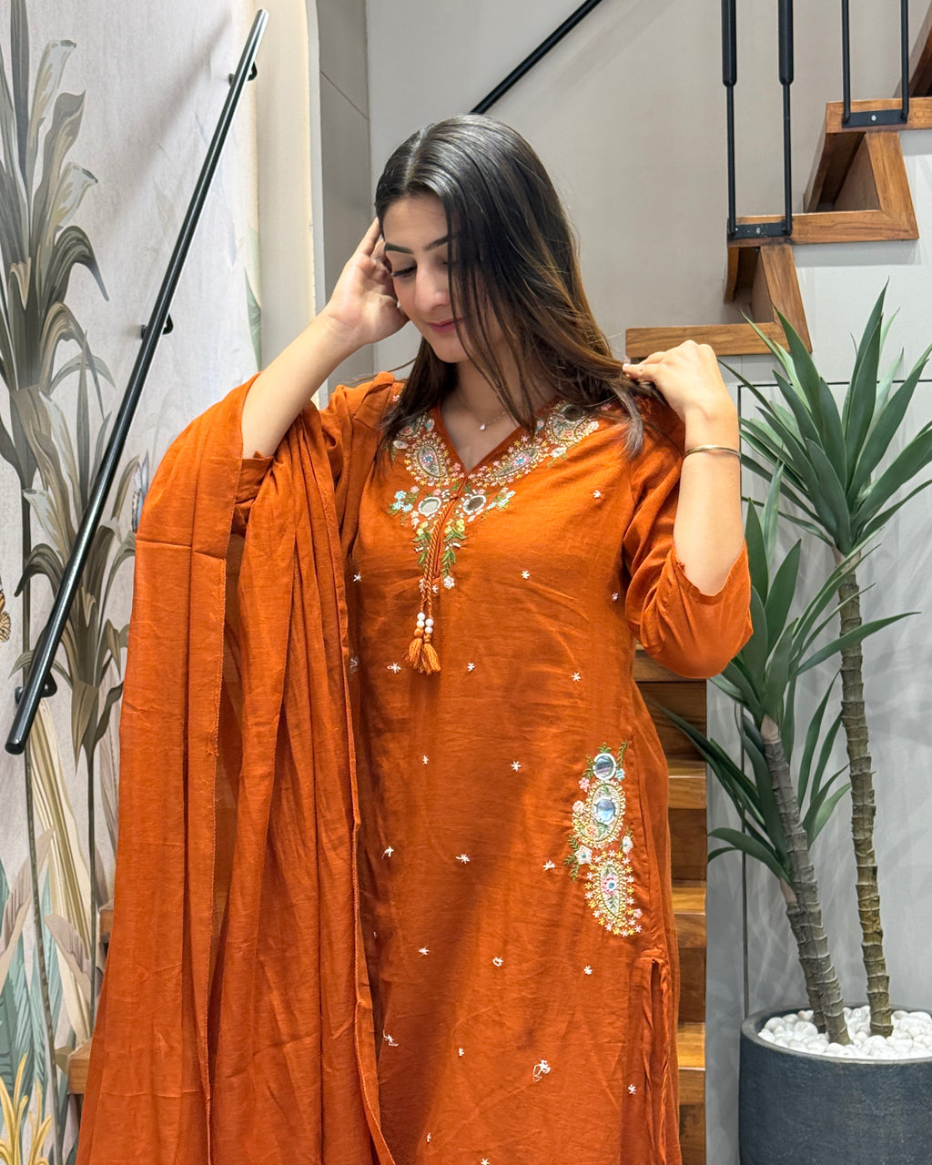 Royal Mirror Embroidered Suit Set