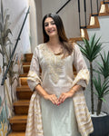 Elegant Ivory Handworked Palazzo Set with Designer Dupatta