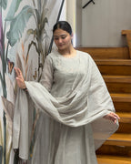 Elegant Light Grey Handworked Three Piece Set