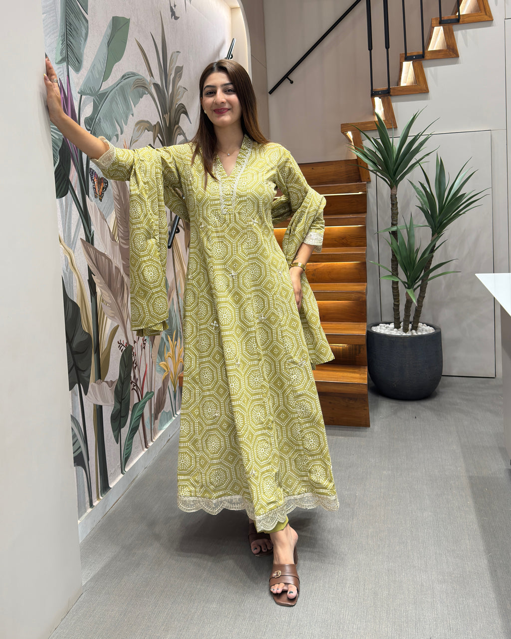 Elegant Printed Three Piece Kurti Set with Dupatta