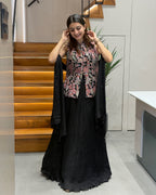 Black Designer Handworked Lehenga Set with Dupatta