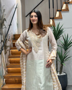Elegant Ivory Handworked Palazzo Set with Designer Dupatta