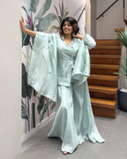Elegant Handworked Indo Western Palazzo Set with Dupatta
