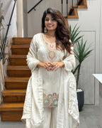 Elegant Handworked Palazzo Set with Dupatta