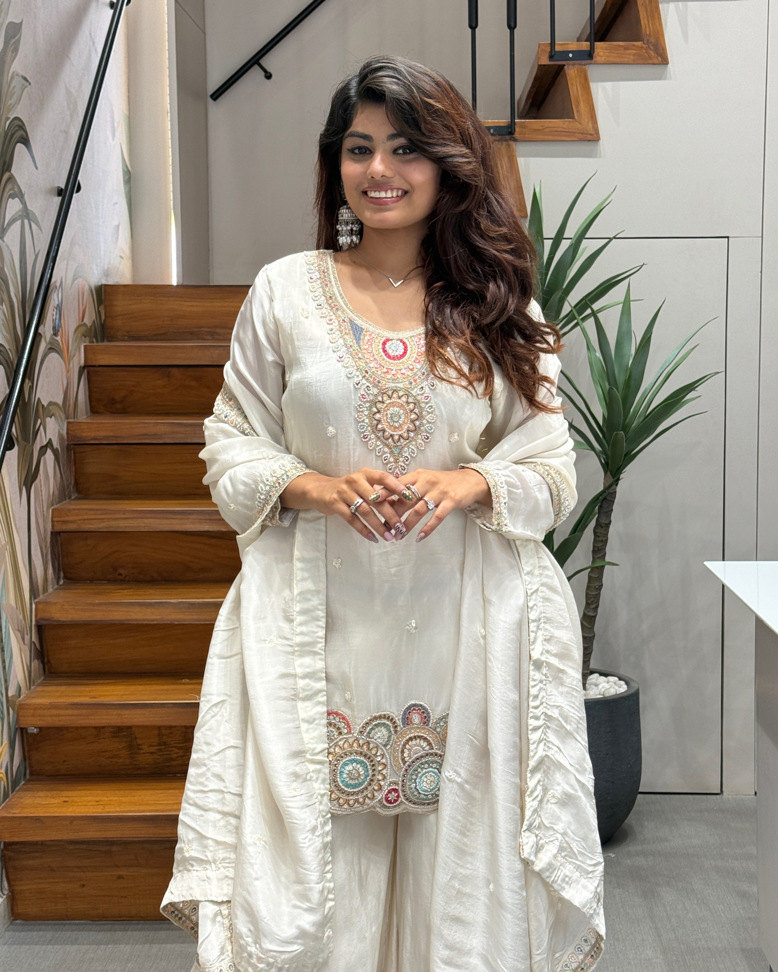 Elegant Handworked Palazzo Set with Dupatta