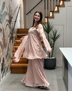 Luxury Handwork Chinon Kurta Plazo Set with Dupatta