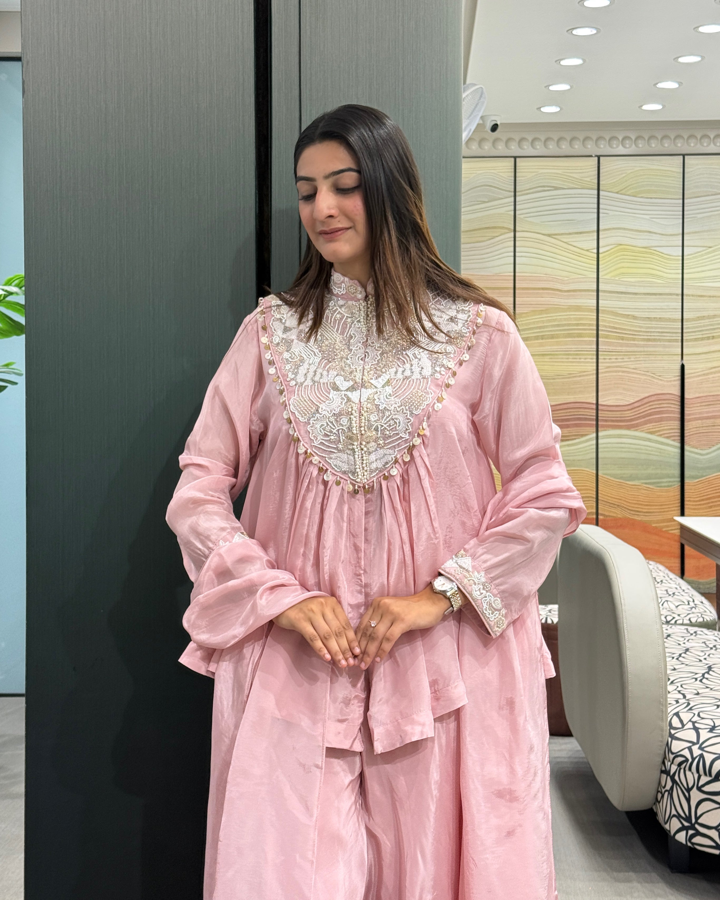 🌸 Rosé Royale Heavy Handwork Silk Western Set 🌸