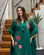 🌸 Emerald Bloom Cotton Embroidered Suit Set 🌸