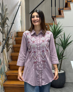 Lavender Embroidered Designer Tunic