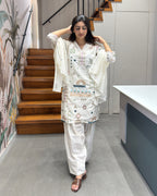 Elegant Thread Work Kurti Palazzo Set with Dupatta