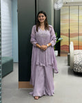 Elegant Handwork Chinon Kurta Plazo Set with Dupatta