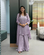 Elegant Handwork Chinon Kurta Plazo Set with Dupatta