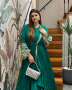 Designer Cape Style Handworked Gown