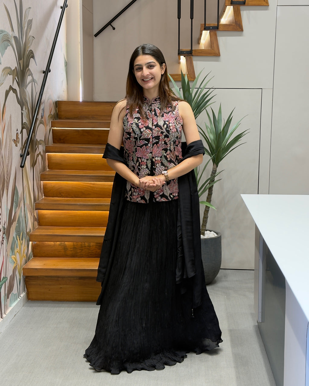 Black Designer Handworked Lehenga Set with Dupatta