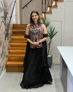 Black Designer Handworked Lehenga Set with Dupatta