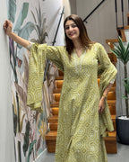 Elegant Printed Three Piece Kurti Set with Dupatta