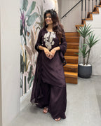 Elegant Handworked Chocolate Brown Palazzo Set with Dupatta
