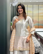Pearl Blush Shimmer Silk Salwar suit