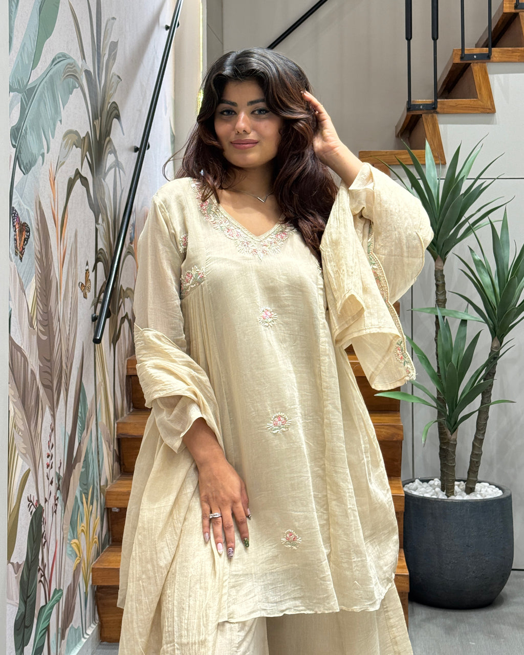 Elegant Handworked Palazzo Set with Dupatta
