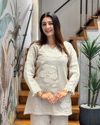 Elegant Cotton Floral Appliqué Co-Ord Set