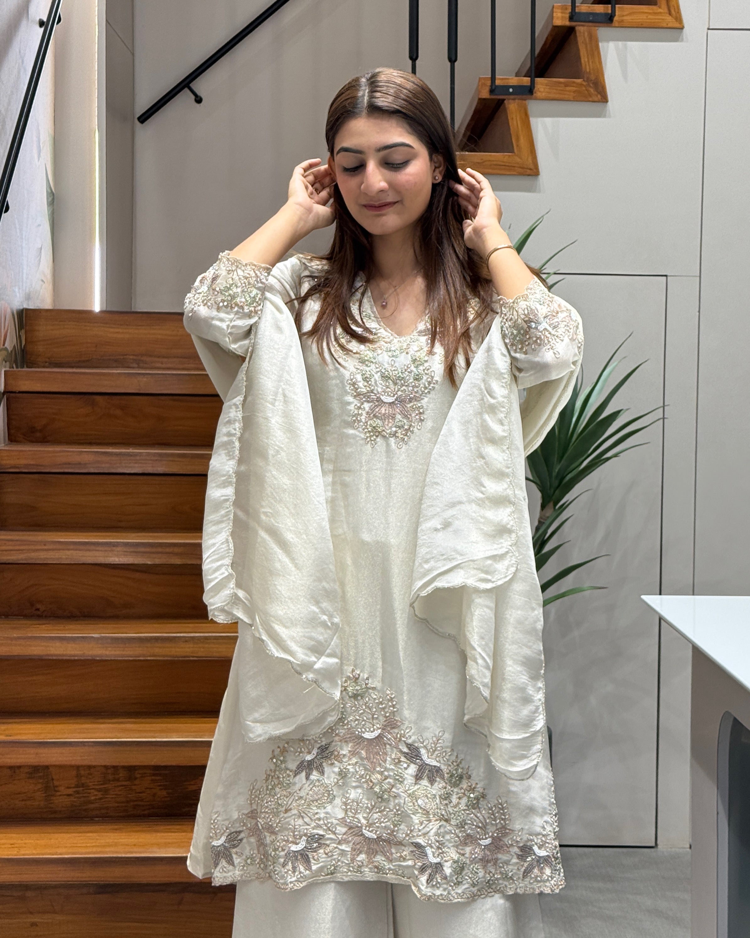 Luxury Handwork Three Piece Palazzo Set with Dupatta