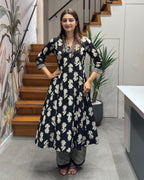 Elegant Printed A-Line Two Piece Kurti Set