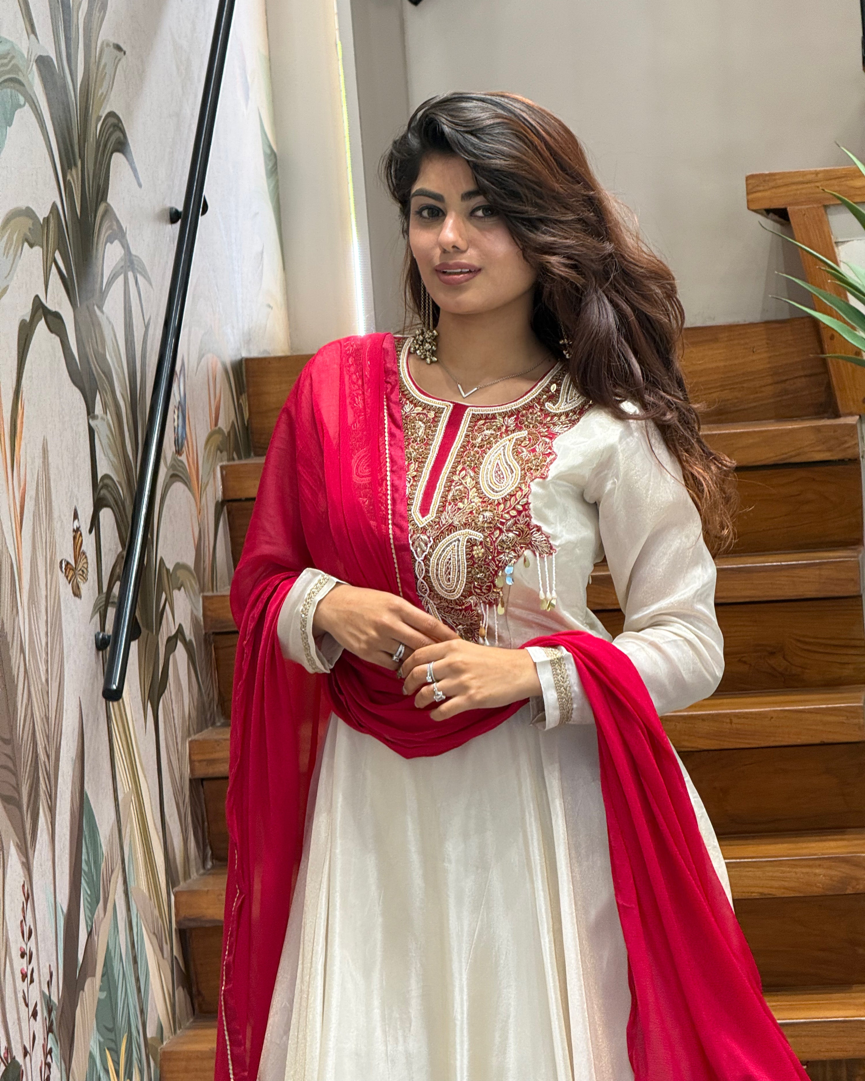 Designer Heavy Handworked Anarkali Gown with Dupatta