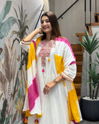 White with Yellow & Pink Multi-Colour