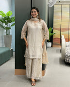 Champagne Glow Shimmer Silk Salwar suit