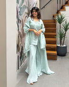 Elegant Handworked Indo Western Palazzo Set with Dupatta